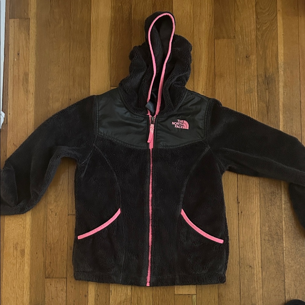 The North Face Charcoal and Pink Hooded Fleece